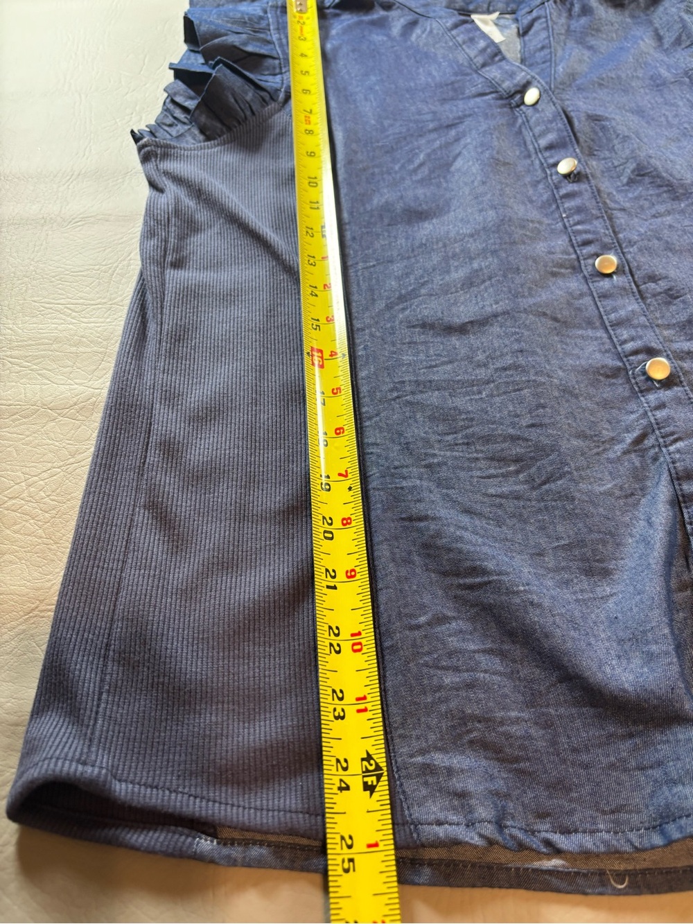 NY Collection Blue Ruffle-Sleeve Button Front Top - Picture 7 of 7